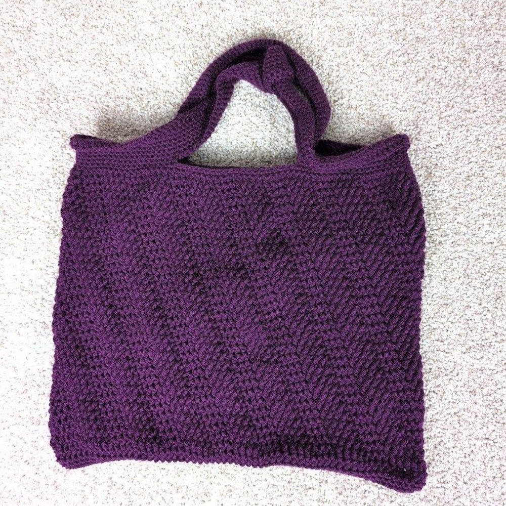 Purple Tote Bag Handbag Market Bag Deep Violet Reusable Shopping‎ Bag Handmade